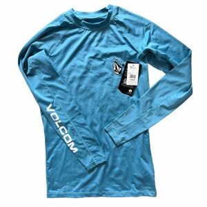NWT Men’s Volcom Stonerigger LS Rash Guard Shirt Blue UPF 50 Surf Swim - Large